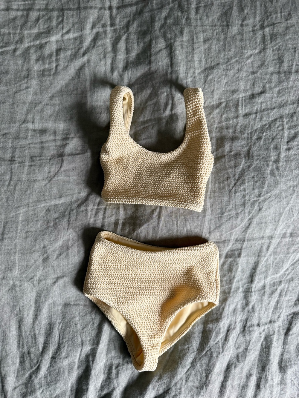Girls Pacsun Sz 4/5 Butter Yellow Textured High-Waist Bikini Set